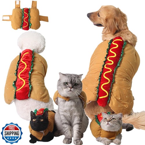 ABLAZEZAI Haustier Weihnachtskostüme, Hund lustige Hot Dog Kleidung, Katze Welpe Party