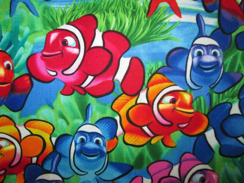 TELA DE ALGODÓN PEZ PAYASO COLORIDO NEMO DORY PEZ TROPICAL FQ Foto 2 de 4