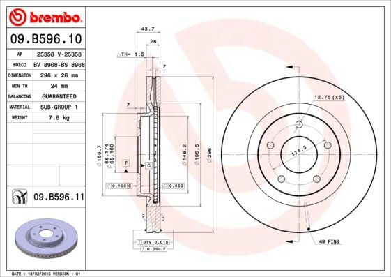 BREMBO Discofreno  09.B596.11