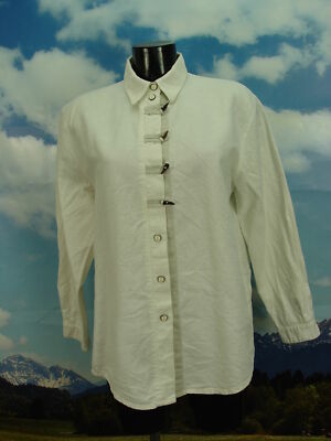 Lange, weiße Dirndlbluse HAMMERSCHMID, ausgezeichnete Trachtenbluse TB797 Gr.40