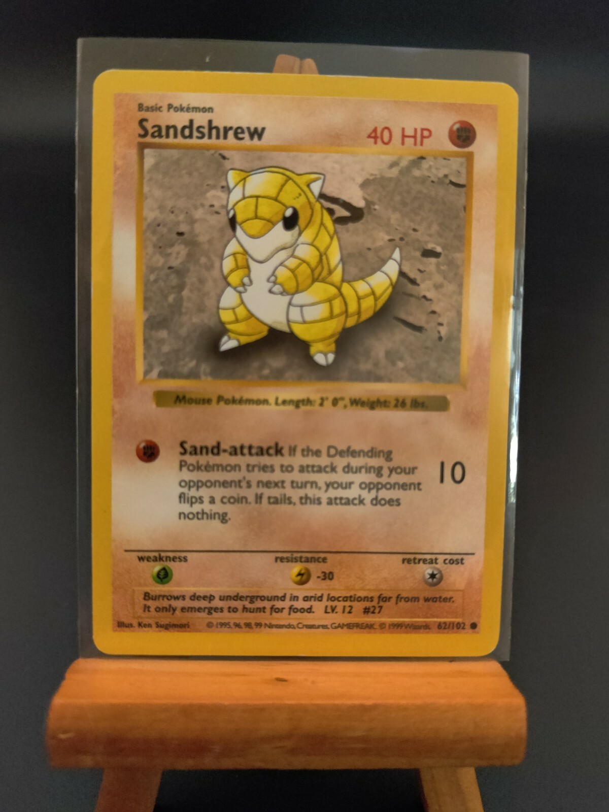 Shadowless Sandshrew 62/102 Pokemon Base Set 1999 LP