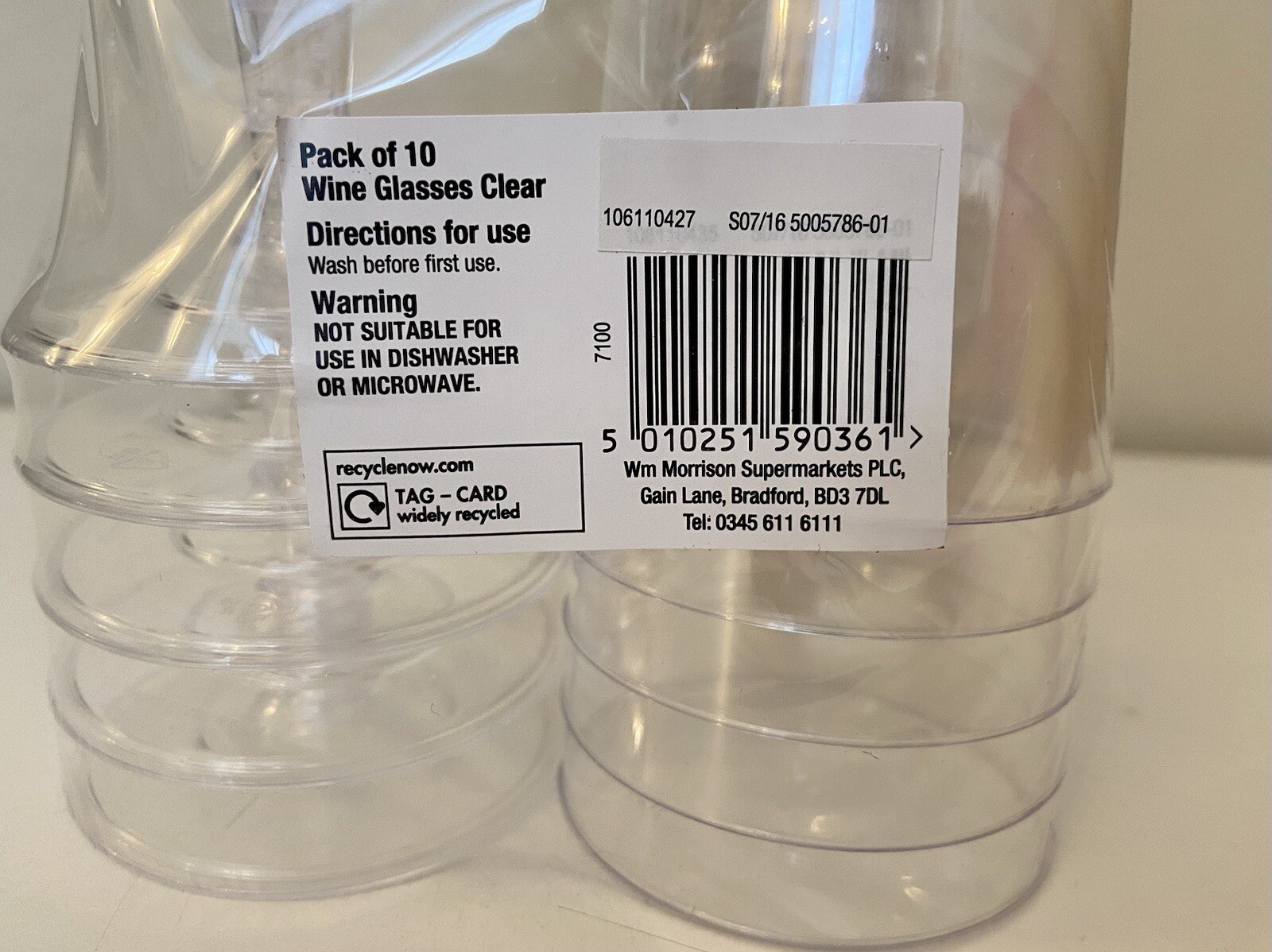 Morrisons Strong Plastic Disposable Wine Glasses x10 eBay