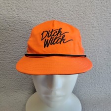 Vintage Ditch Witch Orange Snapback Hat Cap Rope Cord Mesh Trucker Made in USA