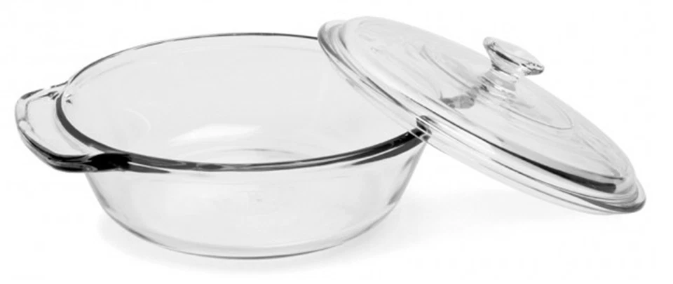 Anchor Hocking Grande Cristal Redondo Fuentes de Horno Cazuela con Tapa a Mesa - Imagen 2 de 3