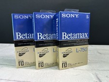 3 NEW SEALED Sony Betamax Beta Video Tape L-750 Hi-Packing 1980s LOT