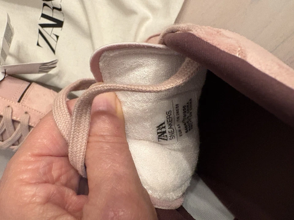 Zapatillas Mujer Zara Euro Talla 40 9.5 Nuevas Con Etiquetas Rosa Gamuza Como la Mía, Nunca Usadas Foto 4 de 4