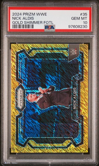 2024 Panini Prizm WWE Nick Aldis #35 Gold Shimmer Fotl 3/5 PSA 10 POP 1