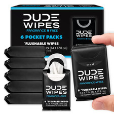 Unscented Pocket Packs, Adult Flushable Travel Wipes, 48 Count 6 Pocket Packs