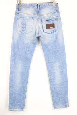 TAKESHY KUROSAWA Men Jeans W30 Slim Fit Blue Denim Distressed & Painted Wash I