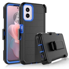 Rugged Case for Moto G Power 5G 2024 with Belt Clip Holster, Screen Protector &