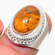 Baltic Amber Gemstone 925 Sterling Silver Jewelry All Size Ring For Gift