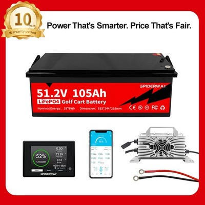 48V 105Ah Lithium LiFePO4 Battery 200A BMS 10 Year warranty for EV RV Golf cart