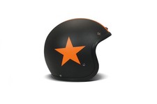 DMD Retro Star Arancione Casco Da Moto (Nero Opaco/Arancione) Taglia: M (57)