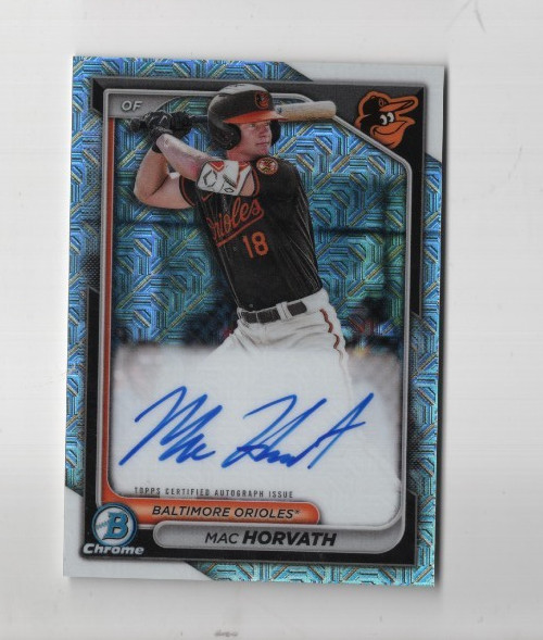 MAC HORVATH 2024 BOWMAN CHROME PROSPECT MEGA BOX MOJO AUTOGRAPH #BMA-MH AUTO