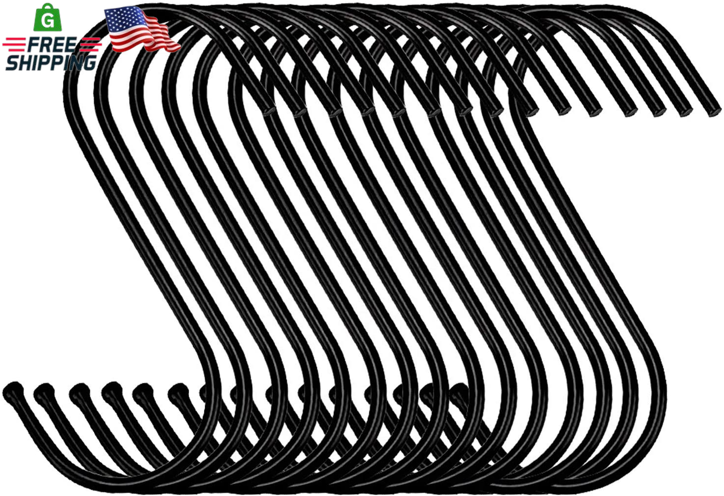 30 Pack Black S Hooks Steel Hanging Hooks Heavy Duty S Hanger Hook Metal Kitchen