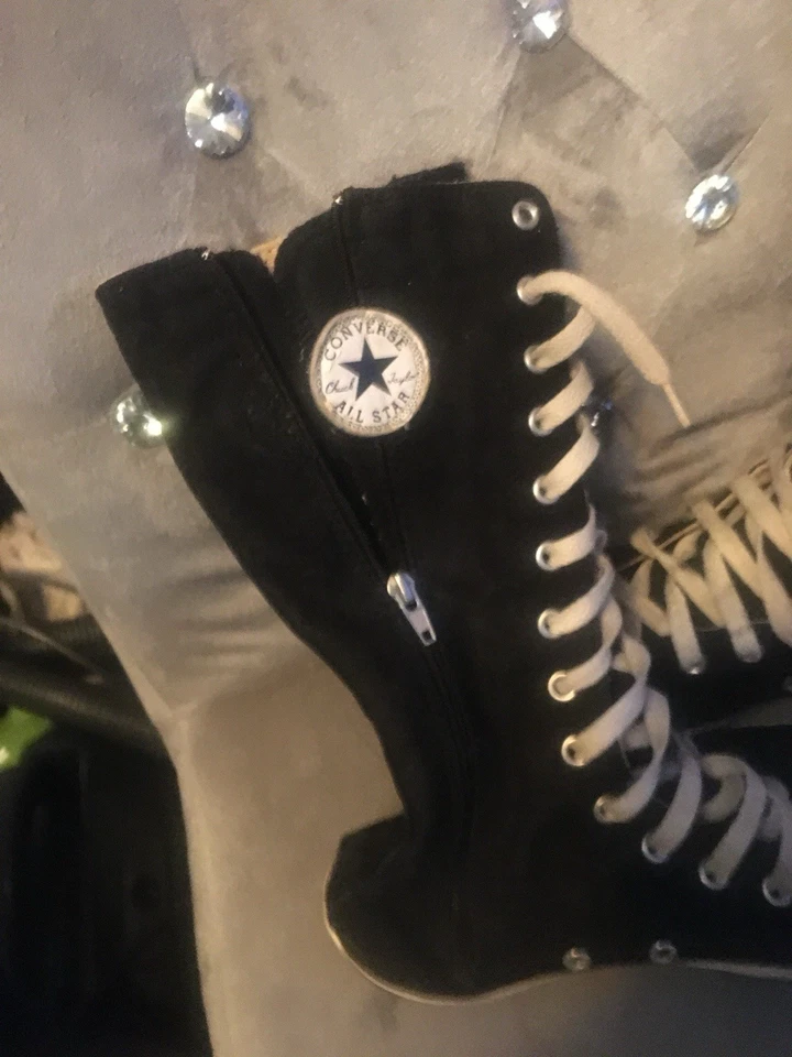 Knee High Black Zip& Lace Up Converse All Stars - Image 4 of 4