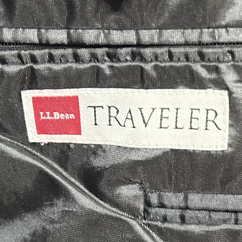 LL Bean 44R Traveler Sport Coat Black Two Button Lined Vented 100% Polyester - Image 3 of 4