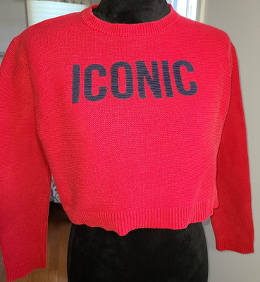 Padini Red Women's Cropped Tight knit Long Sleeve ICONIC Pullover Sweater Boss