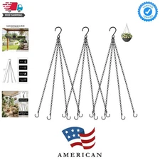 Sturdy Iron 3-Pack Hanging Baskets Chains - 30 lbs Capacity, Rust-Resistant
