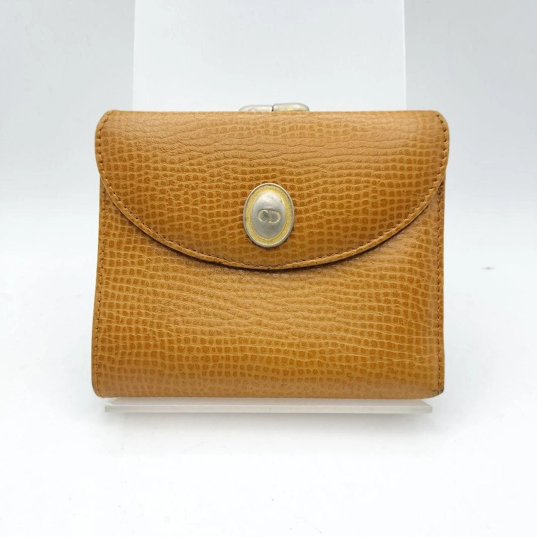 Portefeuille pliant Christian Dior Gamaguchi marron clair