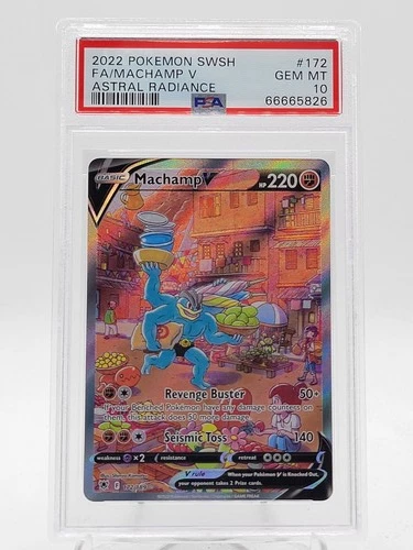 MACHAMP V 2022 POKEMON ASTRAL RADIANCE FULL ART #172 PSA 10 Q0895