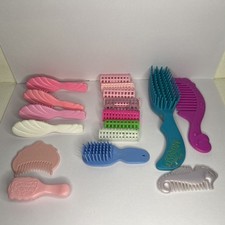Barbie and Other Doll Hair Brushes and Combs Accessory Lot Plastic, Multicolor