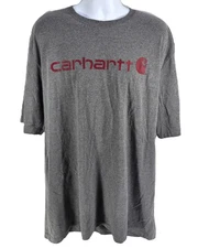 Carhartt T-Shirt Men's 2XL Short Sleeve Original Fit Spell Out Logo Gray K195