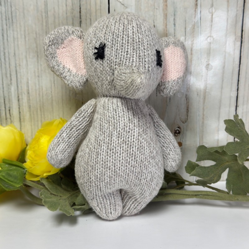 Cuddle and Kind Small 7" Girl Elephant Pink Gray Eyelashes Knit Baby Plush Lovey