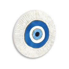 Contemporary Evil Eye Nazar Shape Wood Wall Art, Design by Ziwei Li, Bohemian