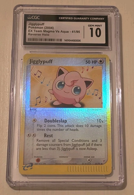 2004 POKEMON EX TEAM MAGMA VS AQUA - REVERSE HOLO #41/95 JIGGLYPUFF CGC 10 