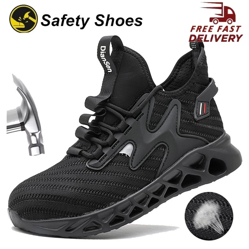 Mens Steel Toe Work Shoes Safety Shoes Industrial Shoes Protective Boots black