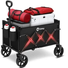 Sekey Foldable Wagon: 220LBS capacity, big wheels, collapsible for outdoor use.