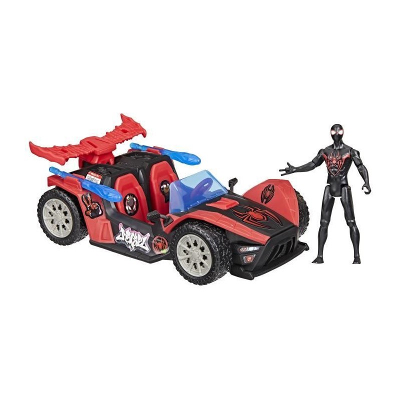 Figurine Miles Morales avec voiture de course pour éviter les écrans