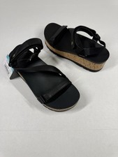 REEF VISTA HIGHER LUNA BLACK VEGAN LEATHER PLATFORM SANDALS, W 10 EUR 41 NWT