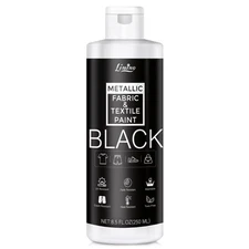 Black Fabric Paint - 250ml Textile Paint Permanent for Textile and Leather Cl...