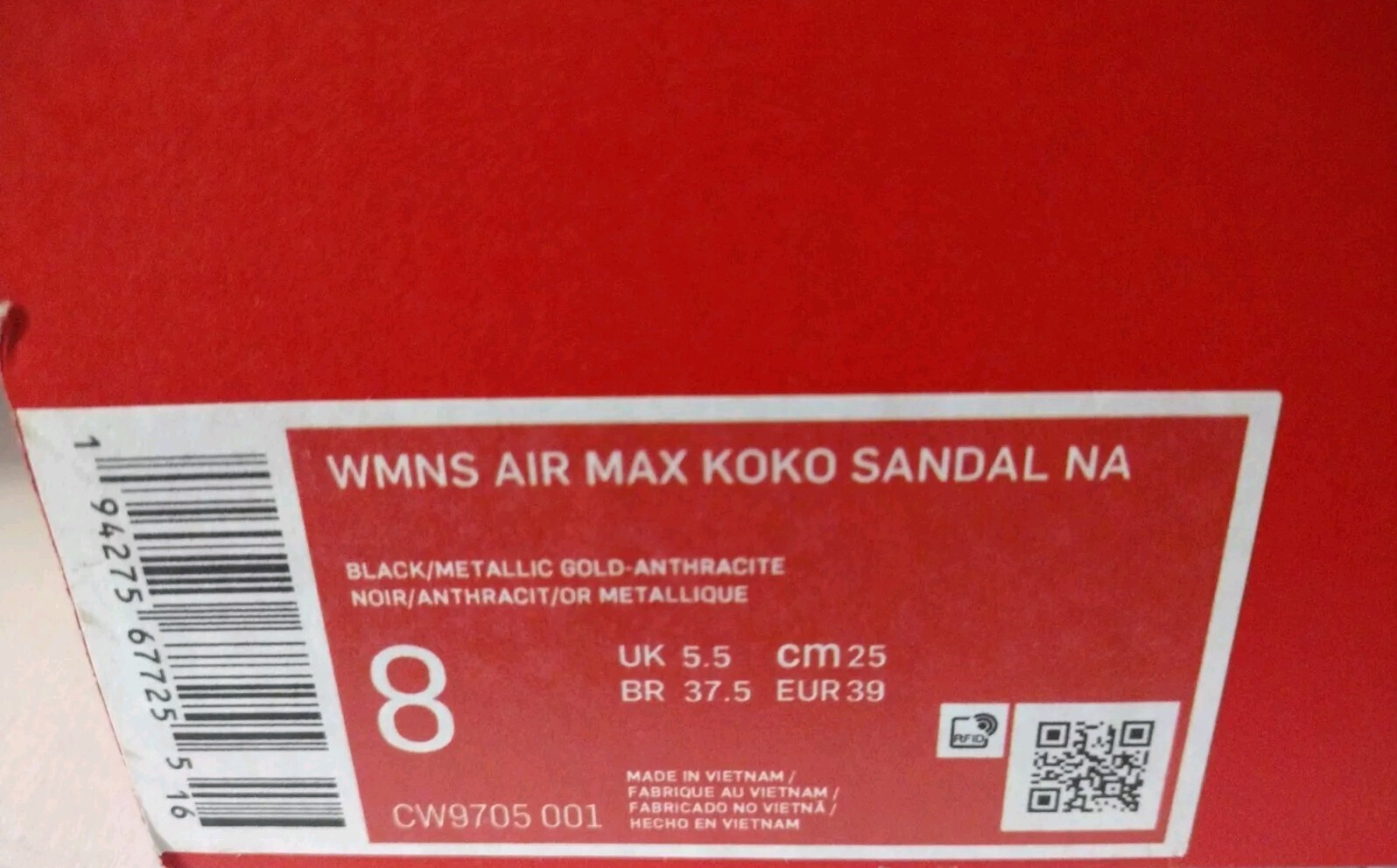 Nike Air Max Koko Black Womens Size 8 Running Shoes