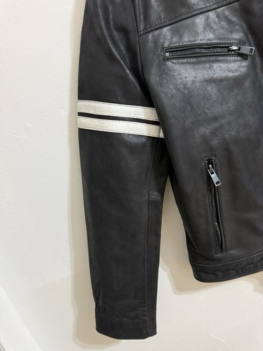 WILSON LEATHER DONOVAN STRIPED VINTAGE RACER Jacket Mens Moto/Balck/LARGE - Picture 11 of 18