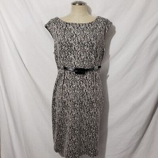 Calvin Klein Soft Belted Black White Sleeveless Dress M/L