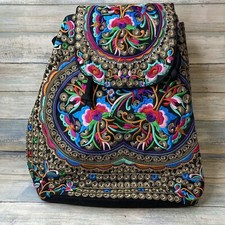 Embroidered Beautiful Backpack Colorful Designs Boho Retro NWOT