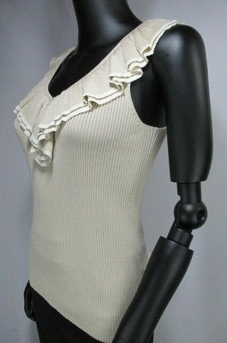 LAUREN Ralph Lauren Women's Sleeveless Ruffle V-Neck Tank Top Blouse, Size S - Picture 3 of 12