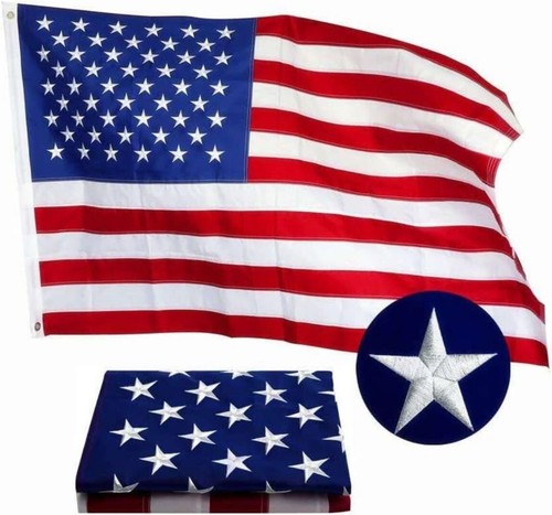 6x10 Foot American Flag Embroidered US Flag USA Banner Heavy Duty Nylon
