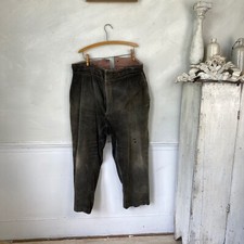 Mended Repaired Soft Brown Corduroy Pants 1920s French Workwear 42 inch waist