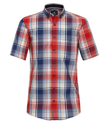 REDMOND Herren Freizeithemd Kurzarm Button-Down Comfort Rot kariert