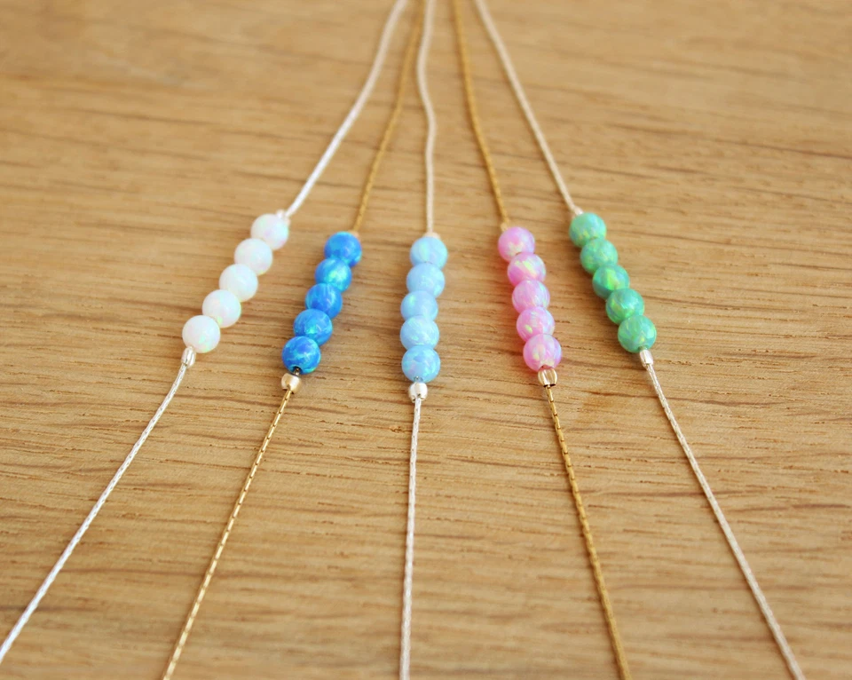 Barra ópalo delicada pulsera colorida cuentas oro relleno delicado bola brazalete 6 pulgadas Foto 4 de 4