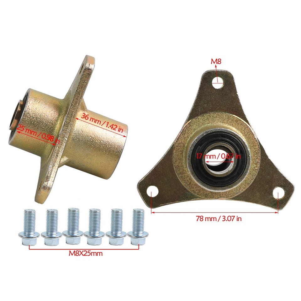Stalen Legering 3 Stud Voorwiel Hubs Stuur Spil 6in Banden Quad Fiets