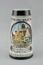 a-9248111-d St&auml;dtebierkrug Sitzendorf Relief  Bisquitporzellan Rothenburg H22cm