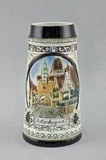 A-9248111-D City Beer Mug Sitzendorf Relief Biscuit Porcelain Rothenburg H22Cm