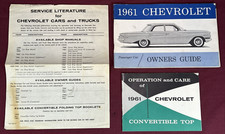 1961 Chevrolet Owners Guide Operation Care Of Convertible Top Brochure 1961 Chevrolet Owners Guide Operation Care Of Convertible Top Brochure