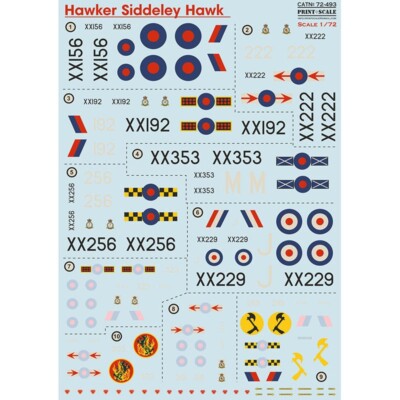 Hawker Siddeley Hawk DECALS Scale 1:72 Print Scale 72-493 For Plastic Model