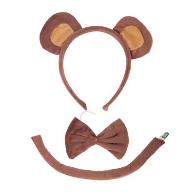 Affenohren Stirnband Schwanz Fliege Set Lustige Geschenke Verkleiden Kinder Haarband für